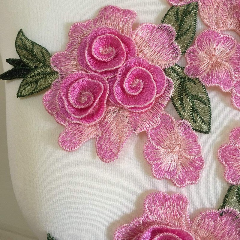 ZALALAA Flowers Embroidered Patch Sticker for Clothing Jacket Jeans Lace Applique DIY Clothes Decorations Fabric Patches (Color G Pink) - Image 4
